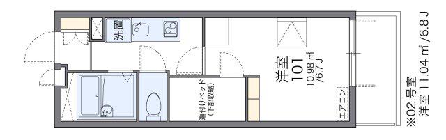 レオパレス兵庫駅前通(1K/1階)の間取り写真