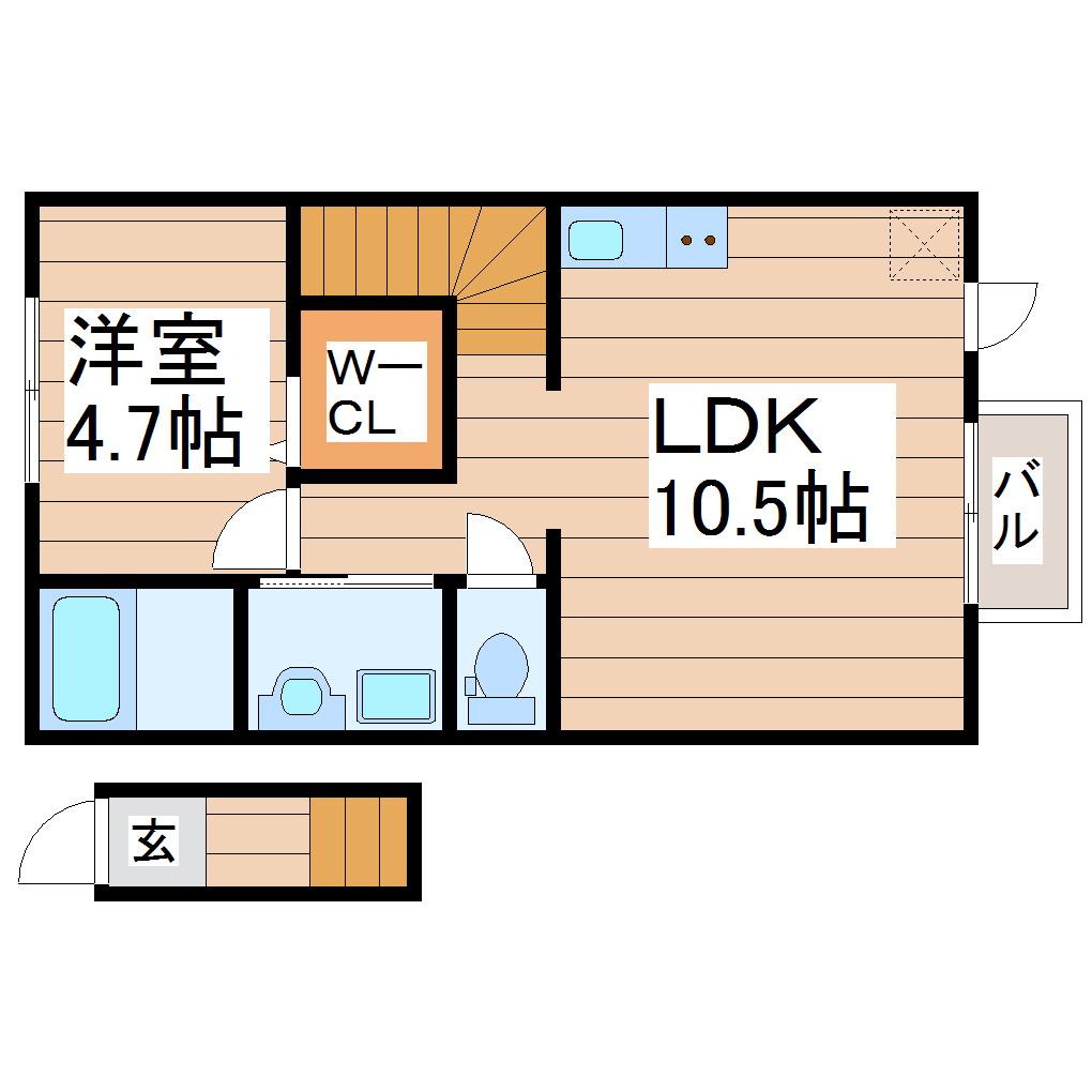 ヴィレッタ(1LDK/2階)の間取り写真