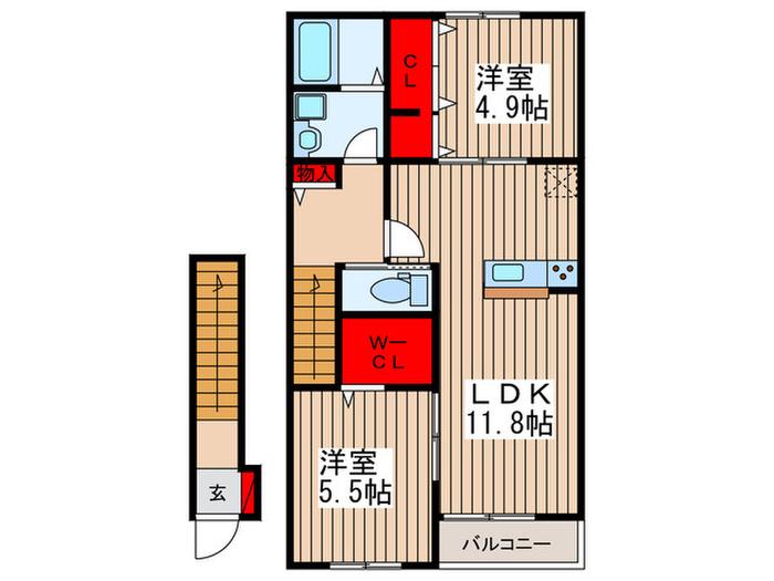 ミラノT(2LDK/2階)の間取り写真