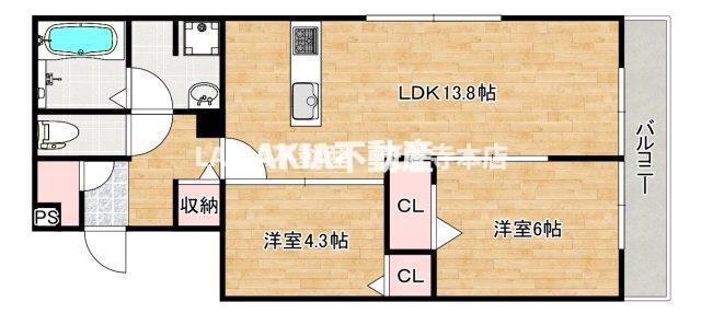 タカゼン文の里(2LDK/3階)の間取り写真