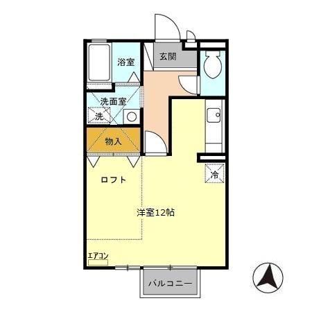アピエ壱番館(ワンルーム/2階)の間取り写真
