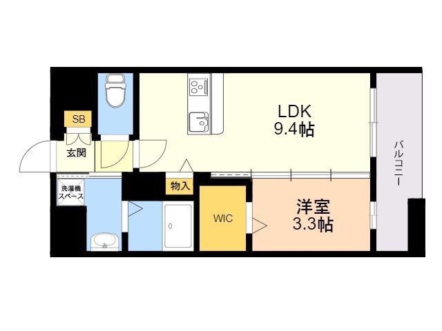 VALENTIA天神東(1LDK/12階)の間取り写真
