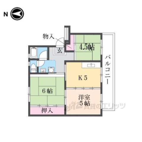 寝屋川団地C26号棟(2LDK/3階)の間取り写真