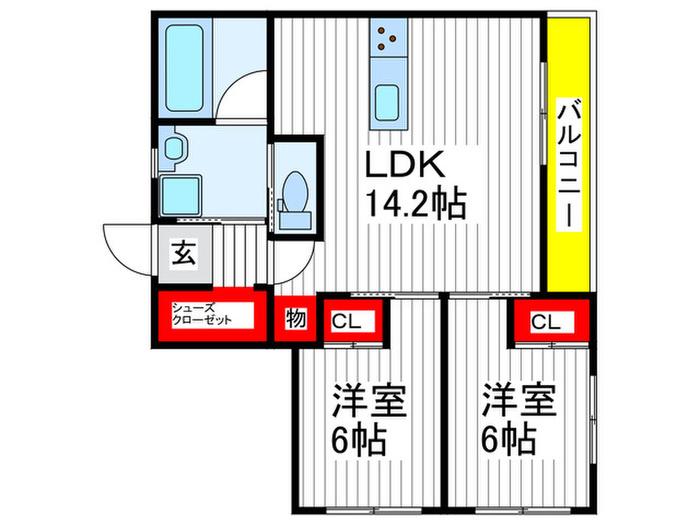 VIEW新小平(2LDK/2階)の間取り写真