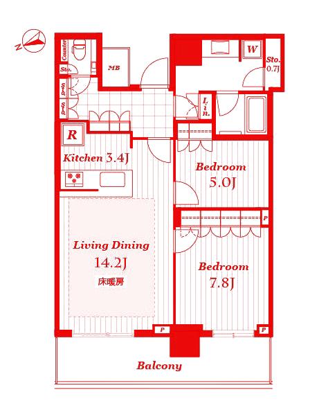 ザタワー横浜北仲(2LDK/23階)の間取り写真