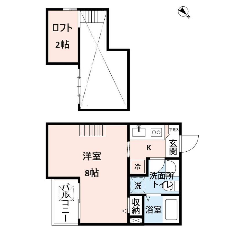 LUNA PIENA(ワンルーム/2階)の間取り写真