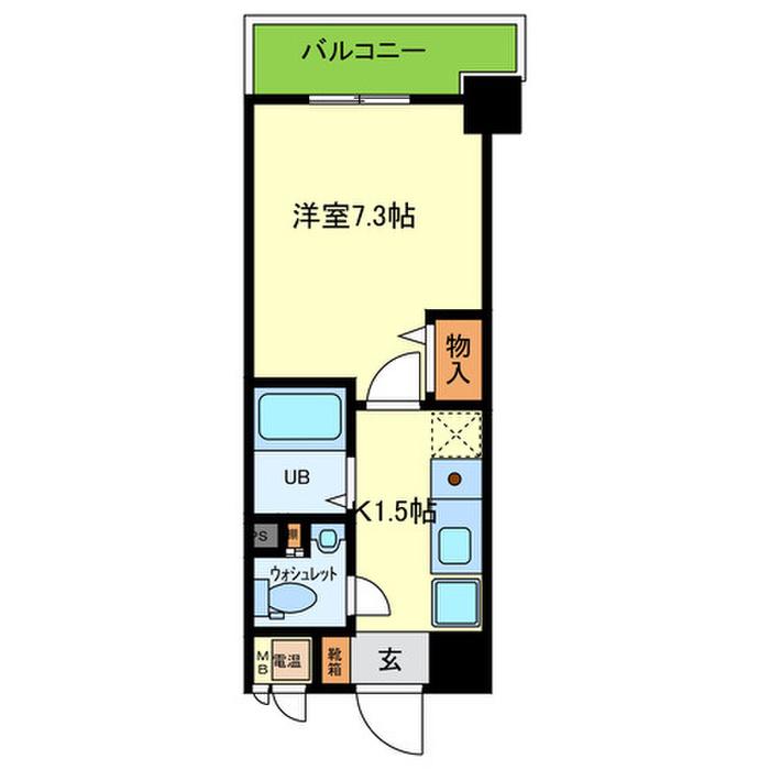 エイチ・ツー・オー東住吉I番館(1K/4階)の間取り写真