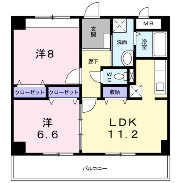 ジェルメ・コムーネ(2LDK/4階)の間取り写真