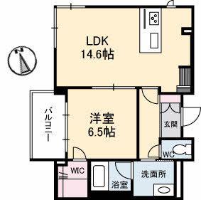 グレイスフォート伏石中央(1LDK/2階)の間取り写真