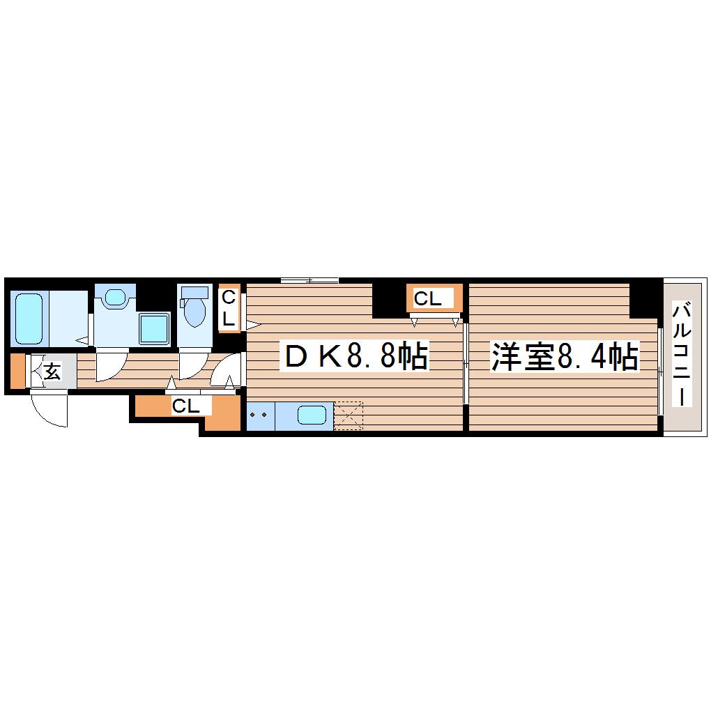 ヴィラ 鴻巣(1DK/3階)の間取り写真