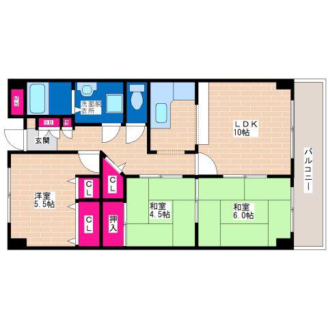 コンフォール48(3LDK/4階)の間取り写真