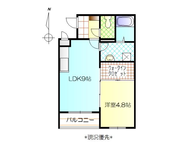 オーバード暁(1LDK/1階)の間取り写真