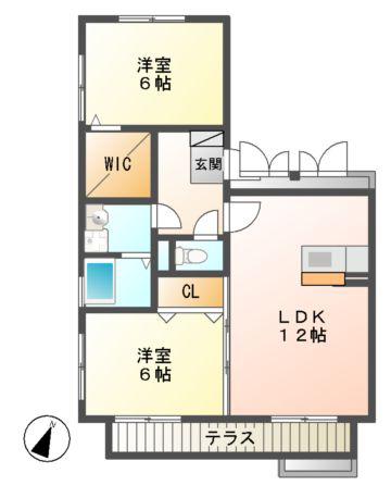 リヴィエール(2LDK/1階)の間取り写真