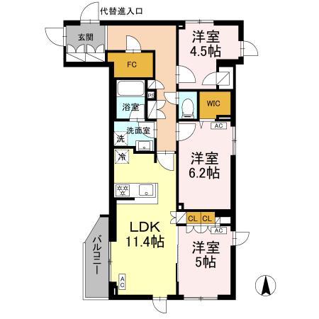 ロイジェント上板橋(3LDK/5階)の間取り写真