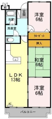 ハイツ高橋(3LDK/1階)の間取り写真
