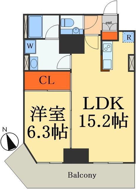 ムワ・トゥール(1LDK/6階)の間取り写真