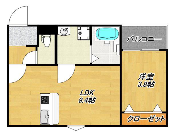 LE COCON 一宮IX(1LDK/3階)の間取り写真