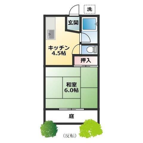京王線 北野駅(東京) 徒歩9分 2階建 築38年(1K/1階)の間取り写真