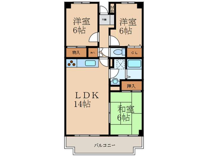 マンテネールII(3LDK/3階)の間取り写真