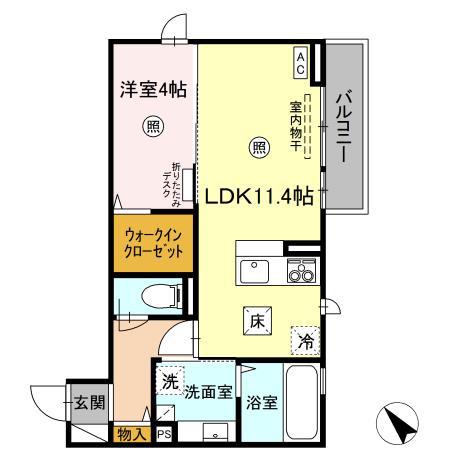 カーサ・デ・津森(1LDK/1階)の間取り写真