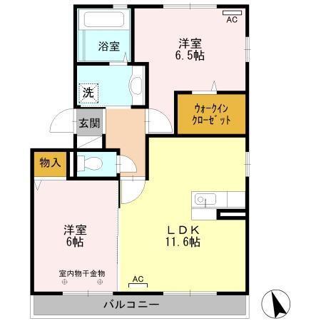 アコール上野(2LDK/3階)の間取り写真
