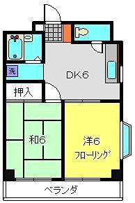 クリエールヤマニ(2DK/4階)の間取り写真