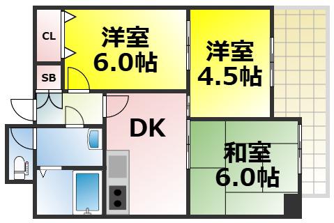 レクシア九条(3DK/5階)の間取り写真