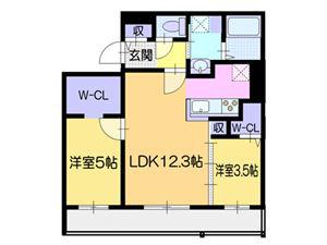 ノーブル平岸(2LDK/2階)の間取り写真