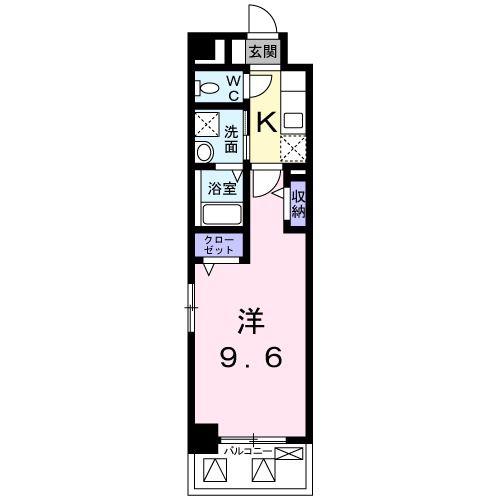 7TH FLAG 己斐本町(1K/2階)の間取り写真