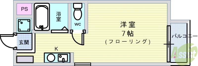 ユーベル18(ワンルーム/2階)の間取り写真