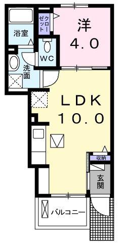 フォンターナ・カーロ(1LDK/1階)の間取り写真