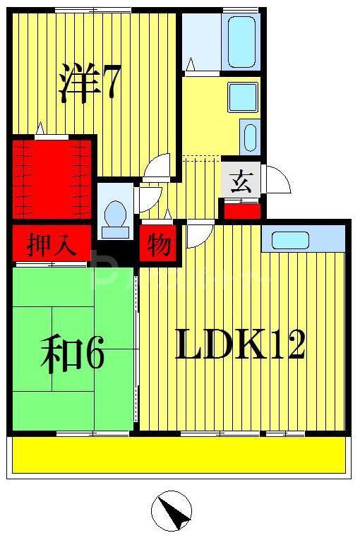シーガルパーク弐番館(2LDK/3階)の間取り写真