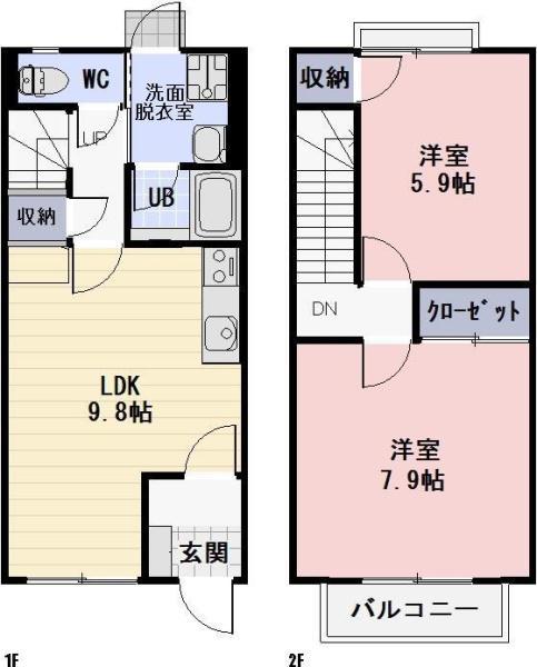 ブランシェ北野 A棟(2LDK/1階)の間取り写真