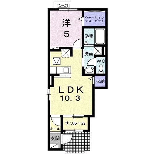 ブライトガーデンハウス.S I(1LDK/1階)の間取り写真