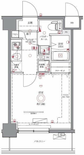 GENOVIA西川口II(1K/1階)の間取り写真