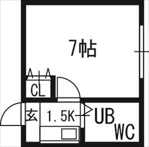 ピアコート前田(1K/3階)の間取り写真
