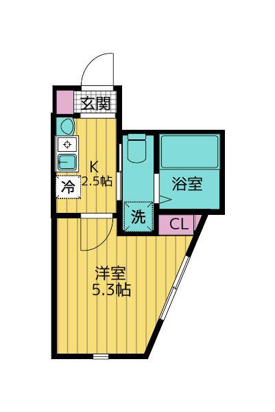 フローライト北千住(1K/3階)の間取り写真