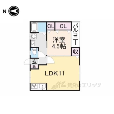 MAYUMIハイツ10番館指月(1LDK/2階)の間取り写真