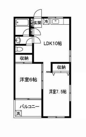 トウスイハイツ(2LDK/3階)の間取り写真