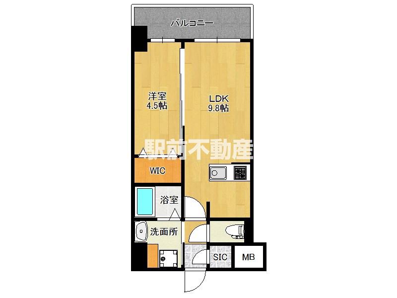 S-RESIDENCE中呉服(1LDK/4階)の間取り写真