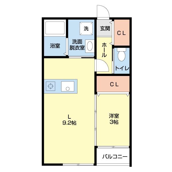 ELAIZA須屋(1LDK/2階)の間取り写真