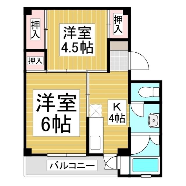 ビレッジハウス川岸1号棟(2K/4階)の間取り写真