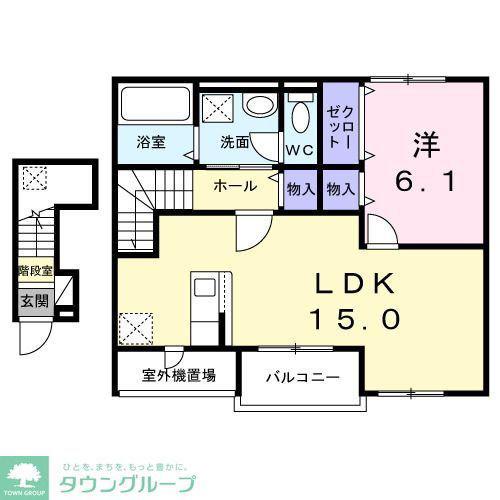 久米川町4丁目アパート(1LDK/2階)の間取り写真