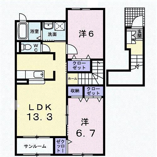 グランビア(2LDK/2階)の間取り写真