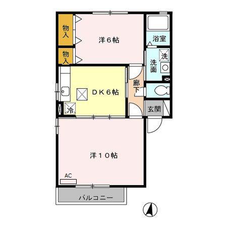グレイスフルY(2DK/1階)の間取り写真