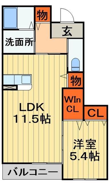 シュターク(1LDK/1階)の間取り写真