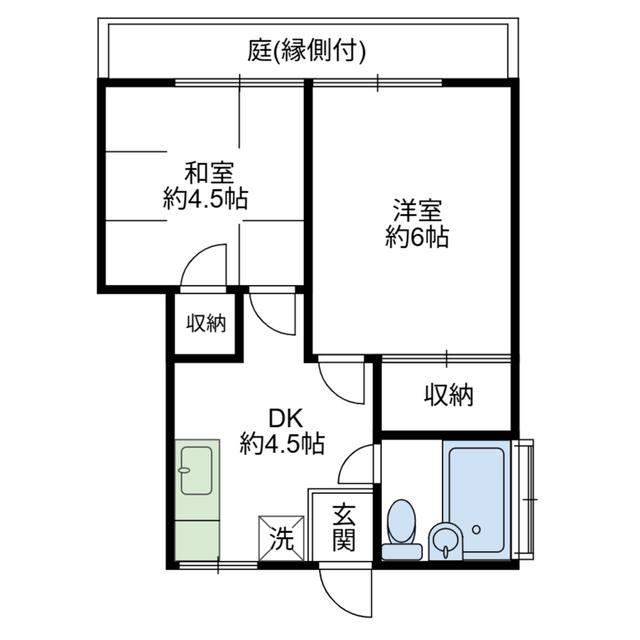 雪谷ハイツ(2DK/1階)の間取り写真