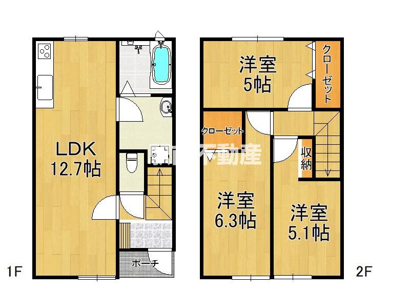 ヴェルジュ室岡 B棟(3LDK/1階)の間取り写真
