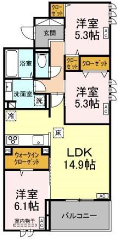 ヒーローキングダムII(3LDK/1階)の間取り写真