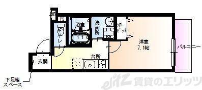 フジパレス下新庄駅東I番館(1K/2階)の間取り写真